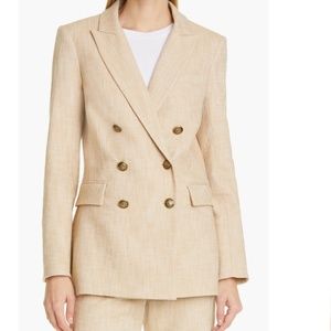 NWT $698 Veronica Beard Ellette Dickey Double Breasted Blazer CAMEL/ CREAM!